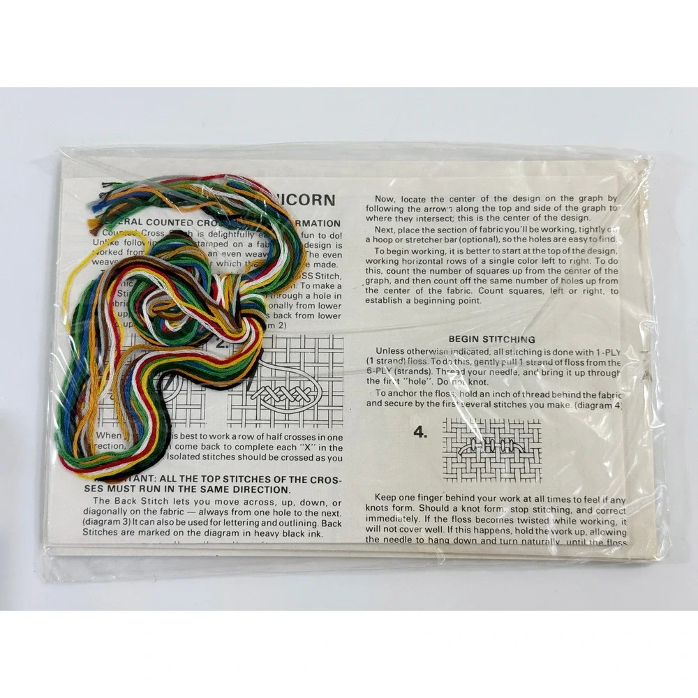 The Creative Circle Cross Stitch Kit Unisex OS Red Enchanted Unicorn 2263 Vtg